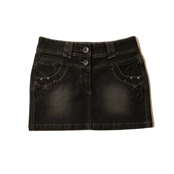 HERE & THERE Girls Denim Skirt Size 12 yrs 152 EU size Distressed Dark Wash - Picture 1 of 7